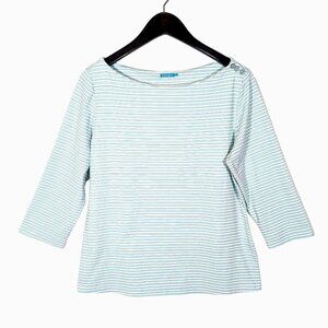 J. Mclaughlin Wavesong Tee Rash Guard Catalina Cloth Size Large Nautical Stripe